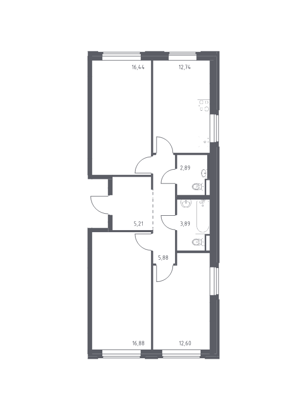 3 ккв 76,5 м²