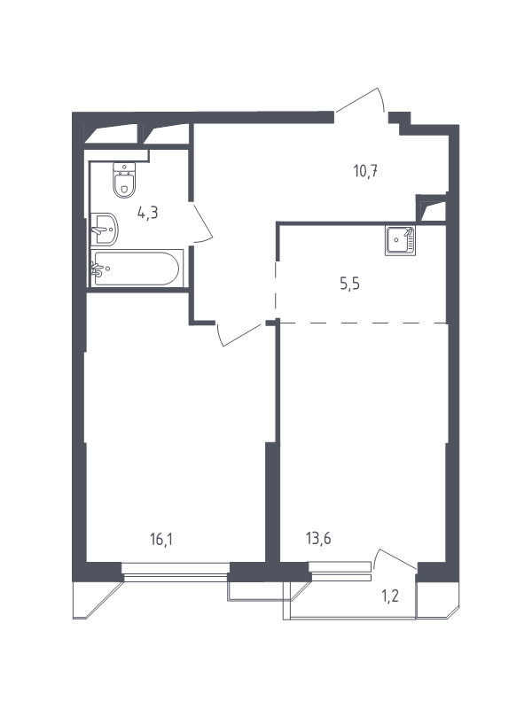 2 ккв (Евро) 50,9 м²