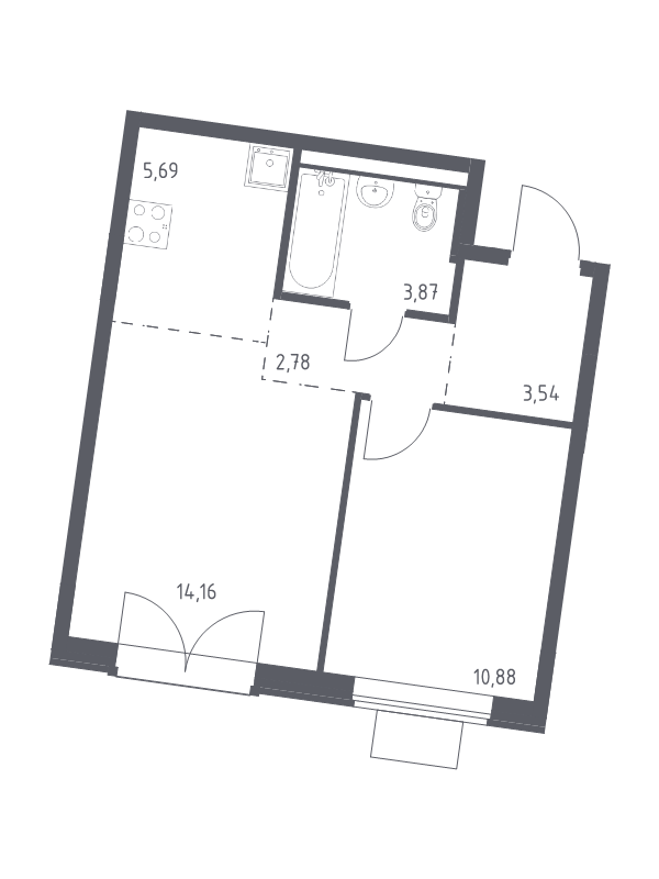 2 ккв (Евро) 40,9 м²