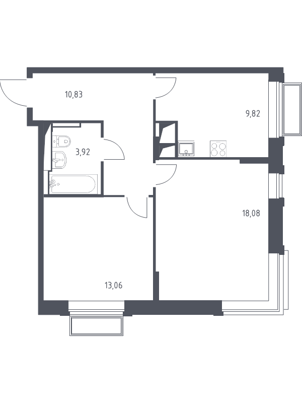 2 ккв 55,9 м²