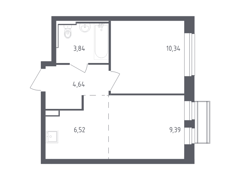2 ккв (Евро) 34,7 м²