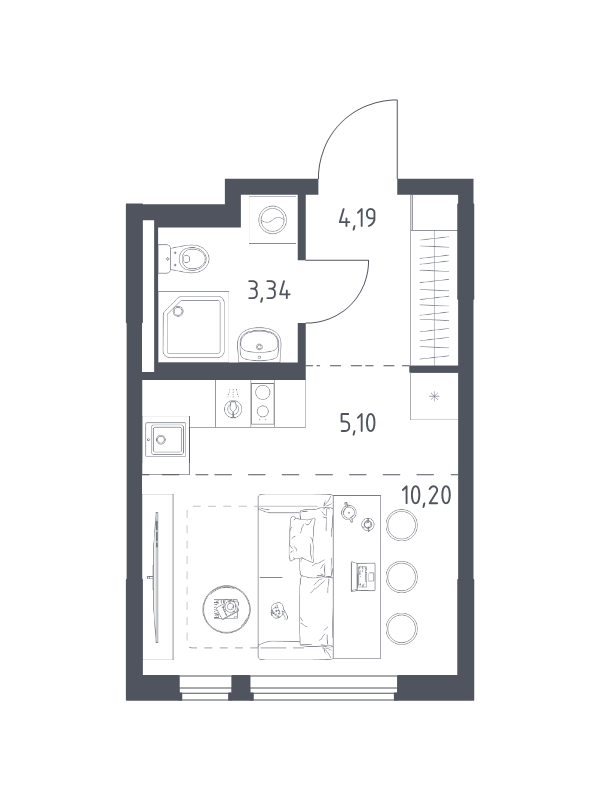 Студия 22,8 м²