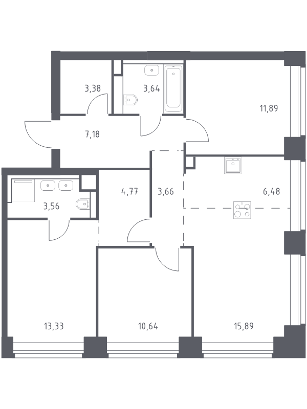 4 ккв (Евро) 84,4 м²