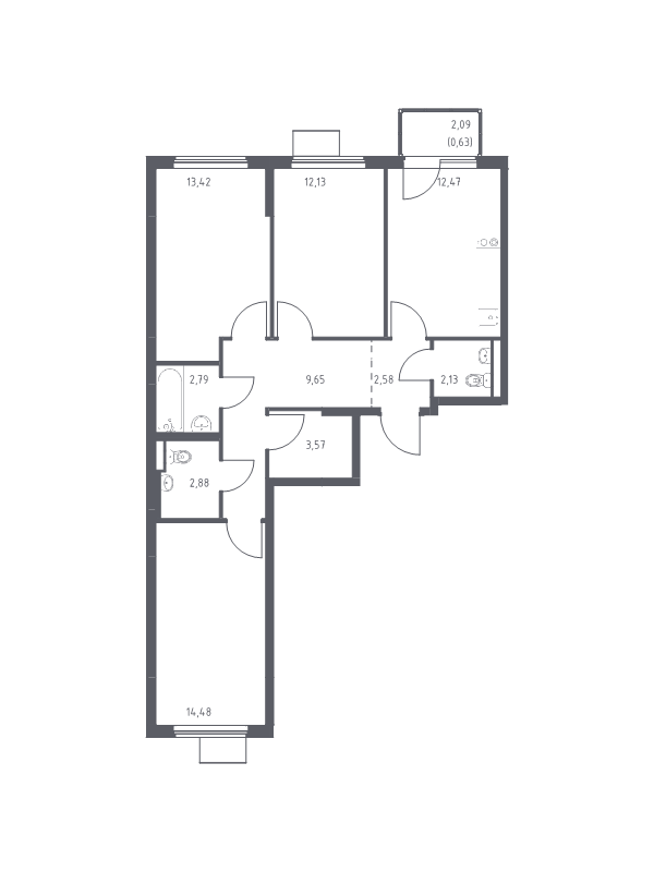 3 ккв 76,7 м²