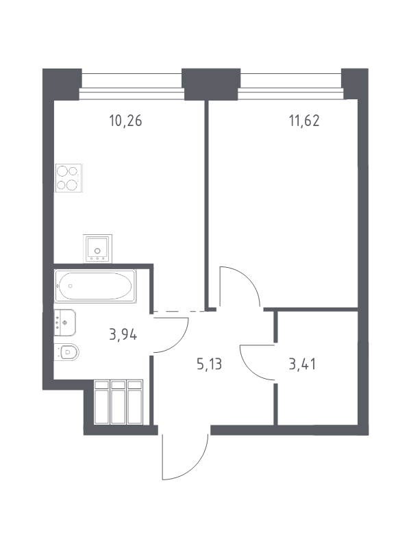 1 ккв 34,4 м²