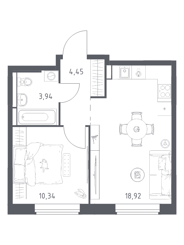 2 ккв (Евро) 37,7 м²