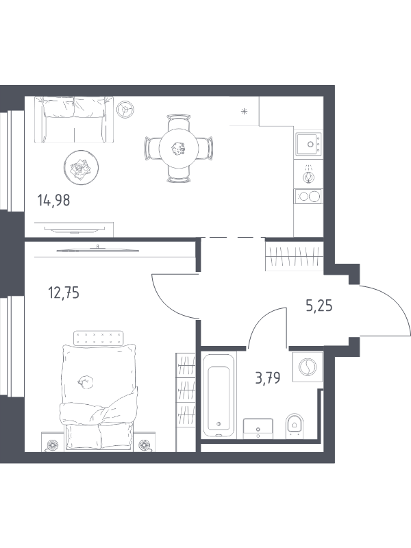 2 ккв (Евро) 36,8 м²