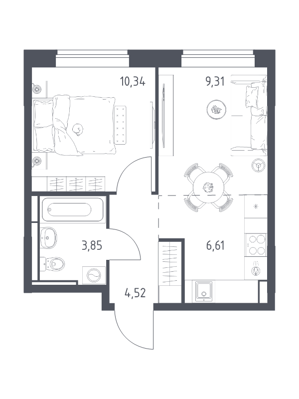 2 ккв (Евро) 34,6 м²
