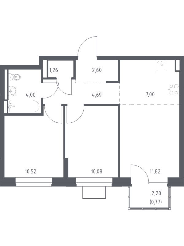 3 ккв (Евро) 52,7 м²