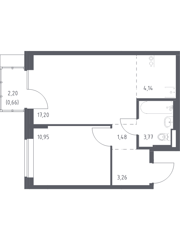 2 ккв (Евро) 41,5 м²