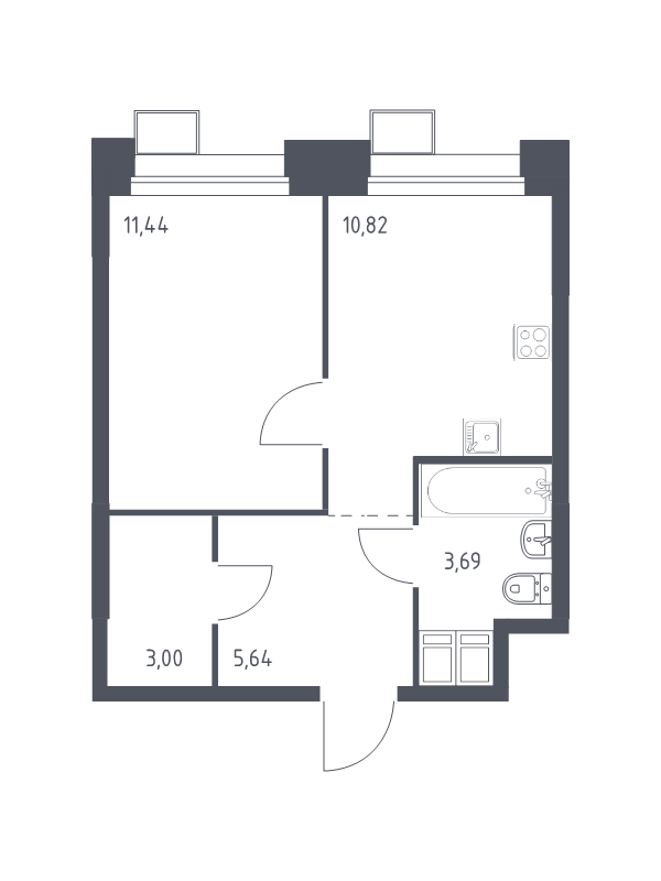 1 ккв 34,5 м²