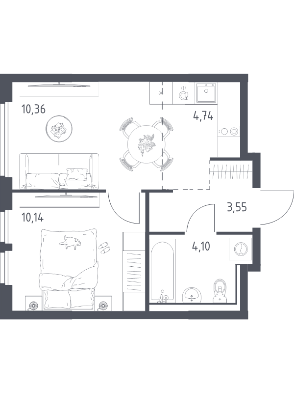 2 ккв (Евро) 32,9 м²