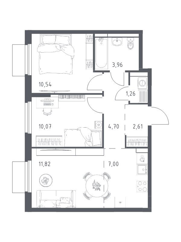 3 ккв (Евро) 52 м²