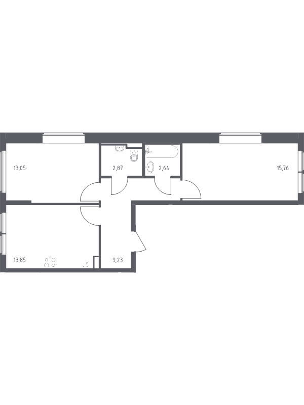 2 ккв 57,4 м²