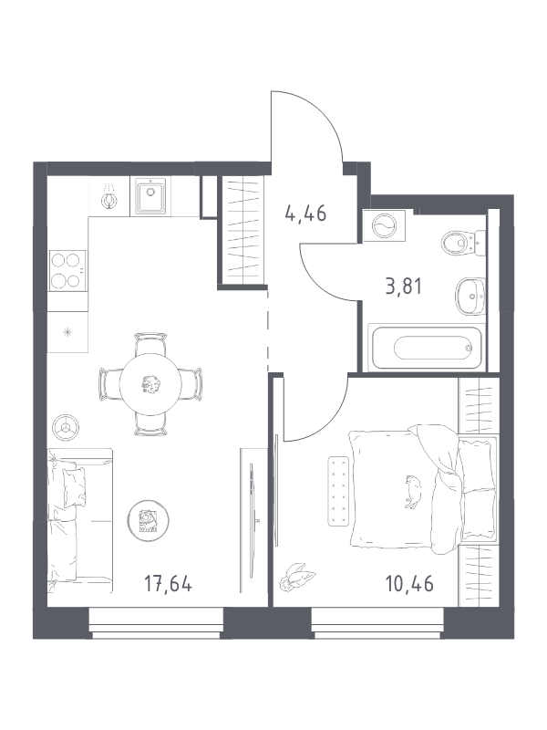 2 ккв (Евро) 36,4 м²