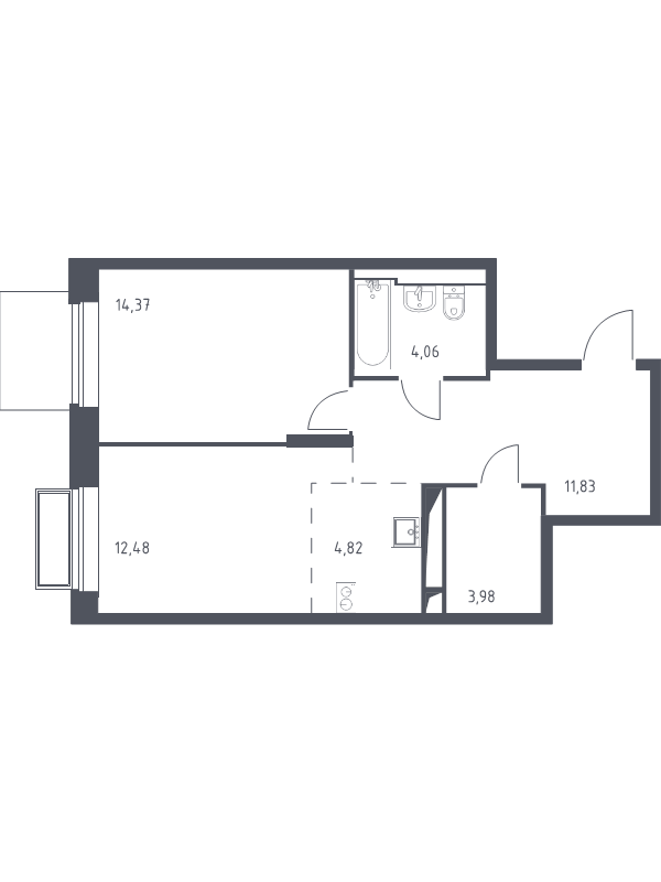 2 ккв (Евро) 51,5 м²