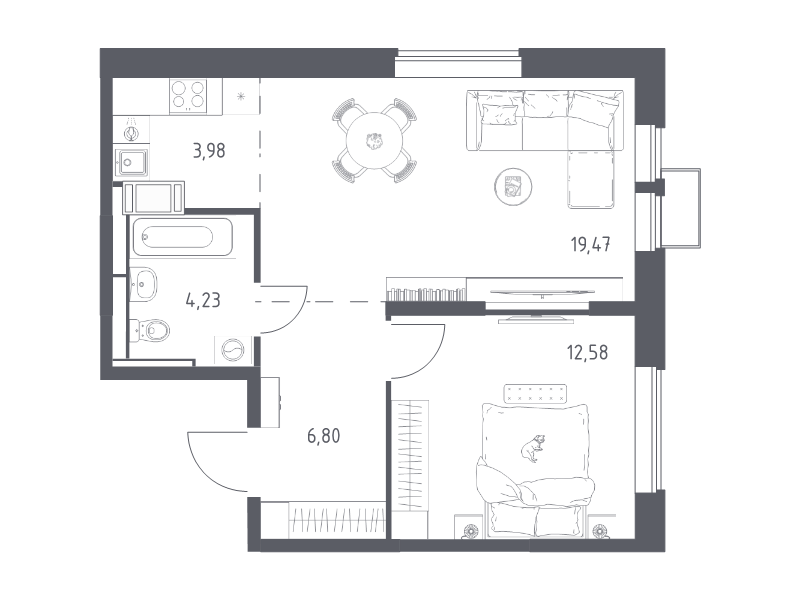 2 ккв (Евро) 47,1 м²