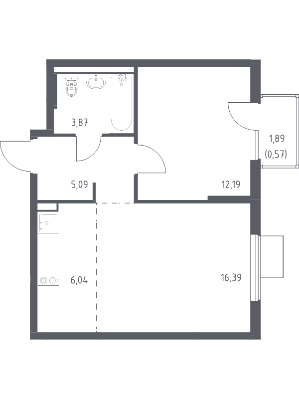 2 ккв (Евро) 44,2 м²