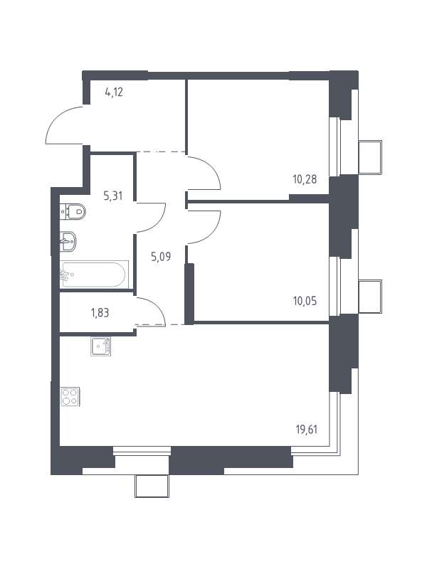 3 ккв (Евро) 56,5 м²