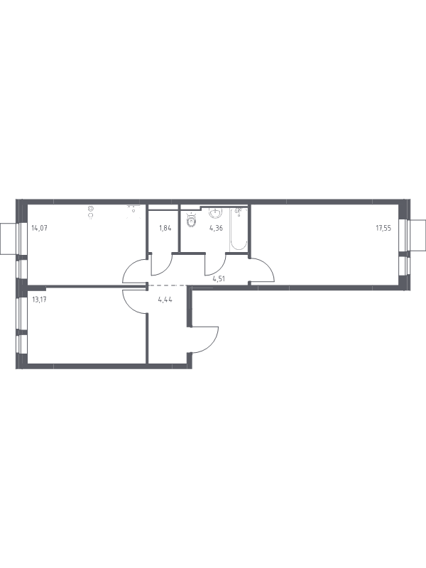 2 ккв 59,9 м²
