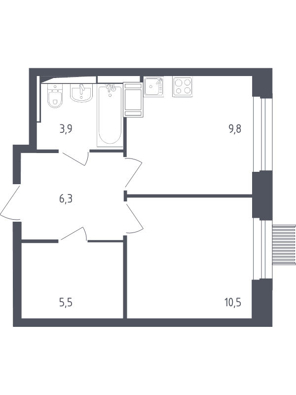 1 ккв 35,4 м²
