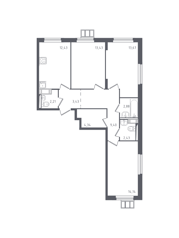 3 ккв 77,4 м²