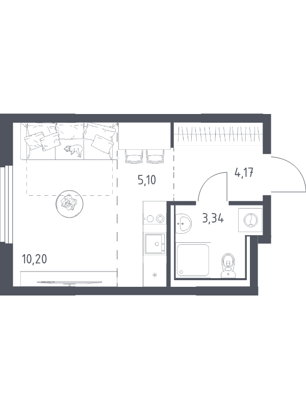 Студия 22,8 м²
