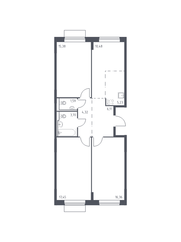 4 ккв (Евро) 80,6 м²