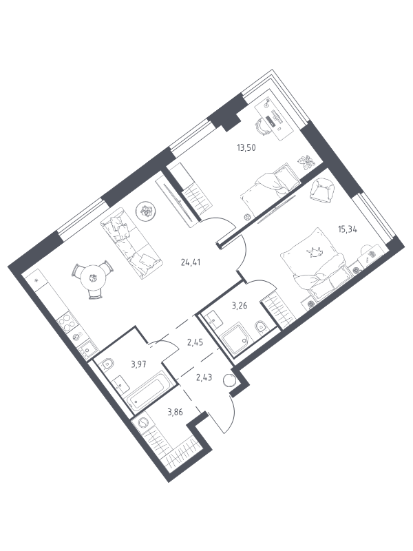 3 ккв (Евро) 69,2 м²