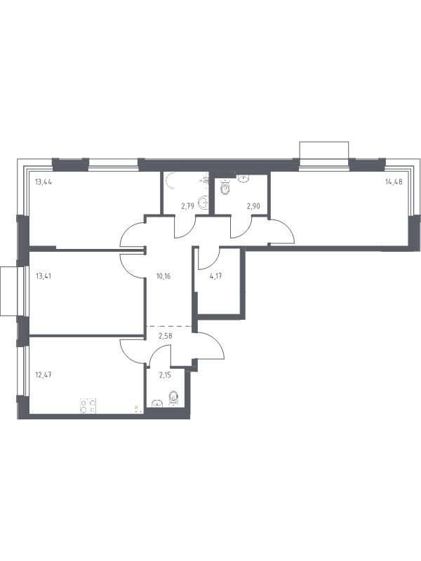 3 ккв 78,6 м²