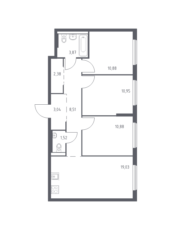 4 ккв (Евро) 70,6 м²