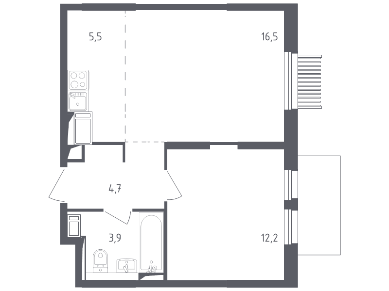 2 ккв (Евро) 42,5 м²