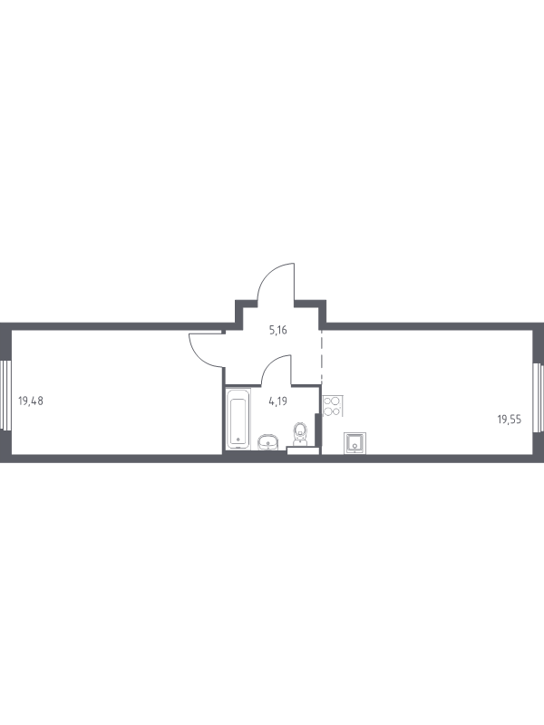 2 ккв (Евро) 48,3 м²