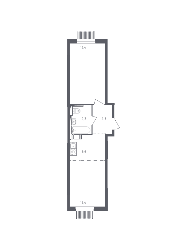 2 ккв (Евро) 43,6 м²