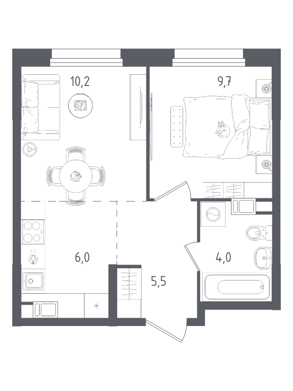 1 ккв 35,4 м²