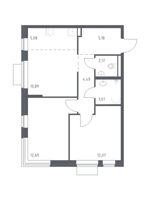 3 ккв (Евро) 55,6 м²