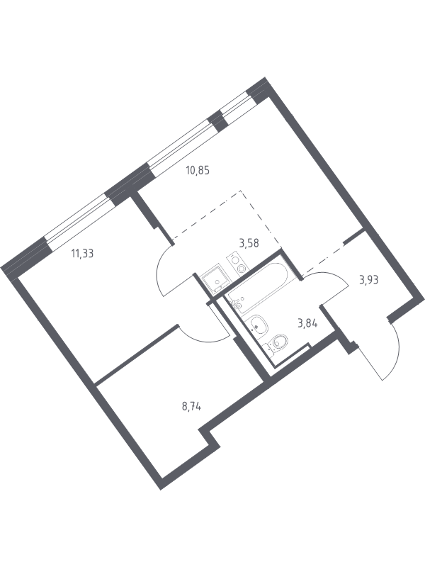 2 ккв (Евро) 42,3 м²