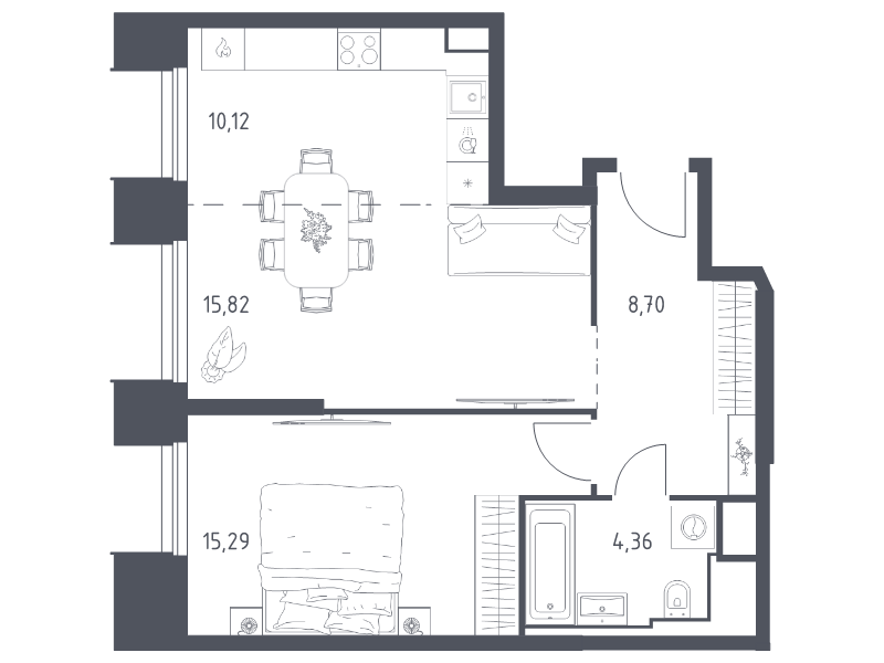 2 ккв (Евро) 54,3 м²