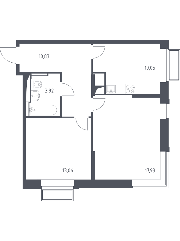 2 ккв 55,8 м²