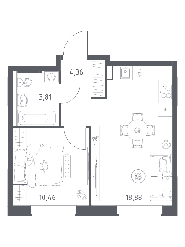 2 ккв (Евро) 37,5 м²
