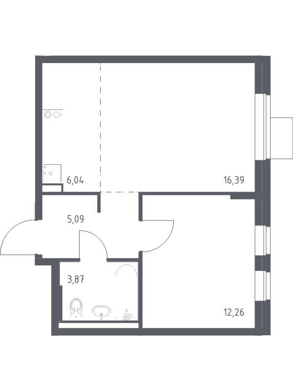 2 ккв (Евро) 43,7 м²