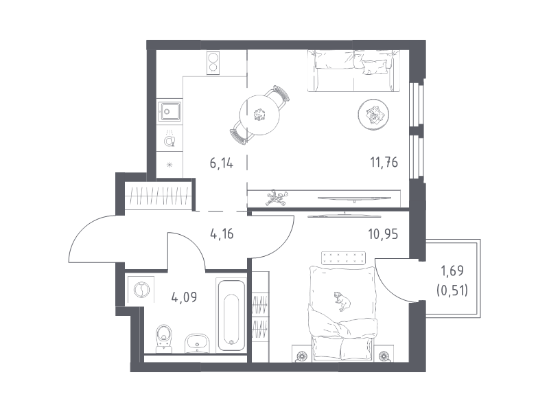 2 ккв (Евро) 37,6 м²