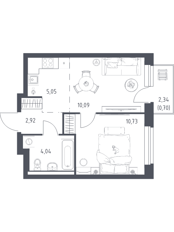 2 ккв (Евро) 33,5 м²