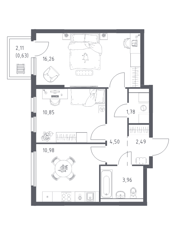 2 ккв 51,5 м²