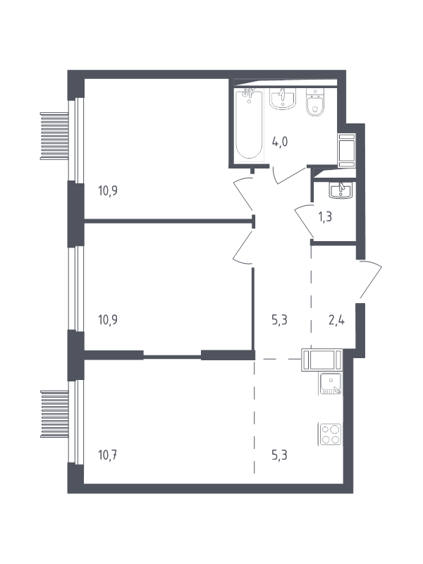 3 ккв (Евро) 50,3 м²