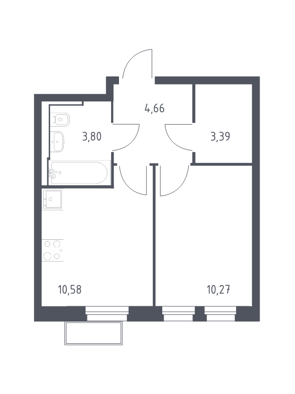 1 ккв 32,9 м²