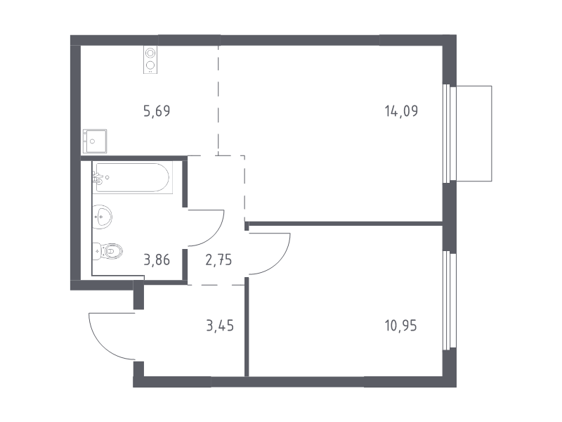 2 ккв (Евро) 40,8 м²