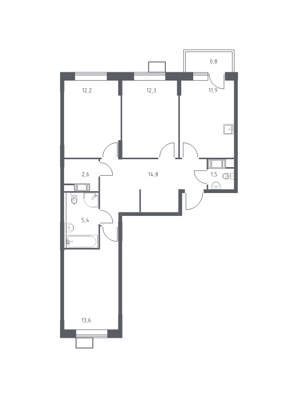 3 ккв 75,1 м²