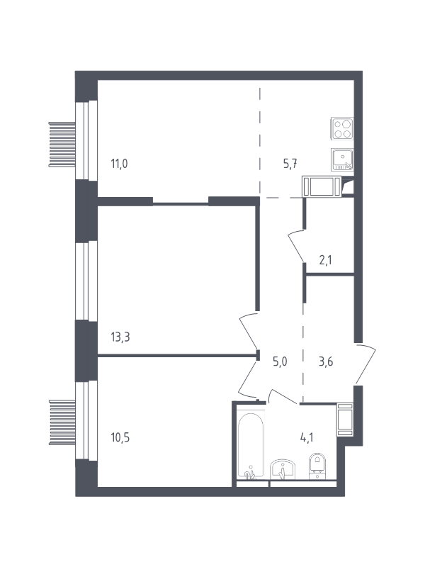 3 ккв (Евро) 54,3 м²