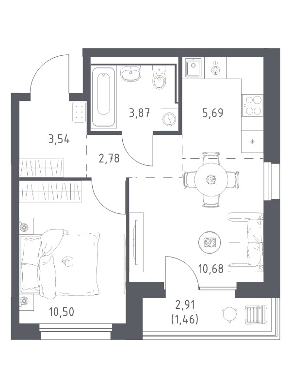 2 ккв (Евро) 38,5 м²